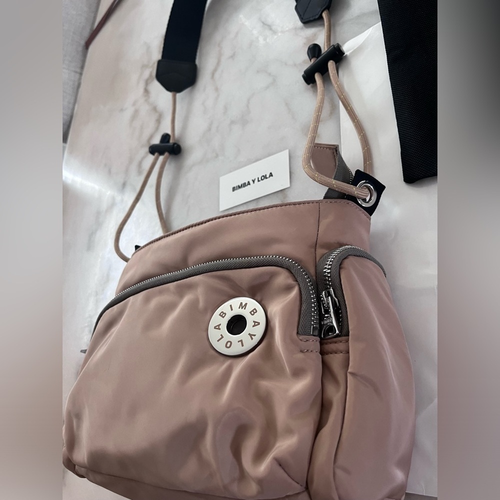 BIMBA Y LOLA Taupe Crossbody Bag Expandable Strap - Picture 11 of 16